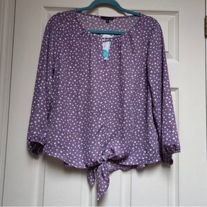 NWOT Stitch Fix West Kei Casiya Tie - Front Blouse Purple Size Small